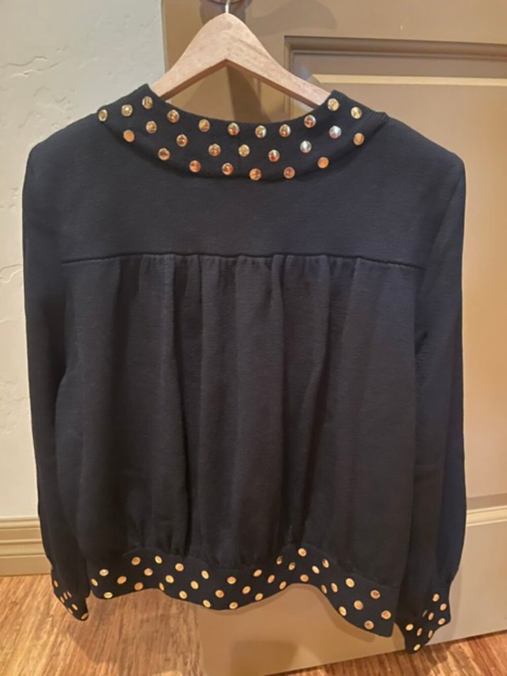 Fantastic Black St. John (by Marie Gray) Knit with Gold Dot Embellishments - Picture 2 of 3
